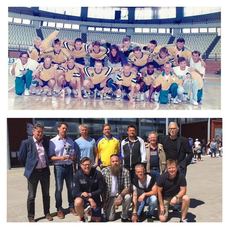Sveriges U-landslag anno 1991 på återträff 2016. Foto: Handbollsnostalgi på Facebook